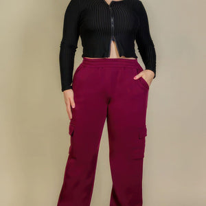 Plus Size Side Pocket Drawstring Waist Sweatpants