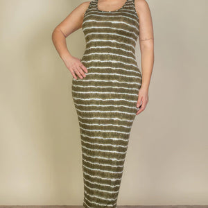 Plus Size Tie Dye Printed Tank Bodycon Maxi Dress