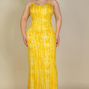 Plus Size Tie Dye Printed Cami Bodycon Maxi Dress