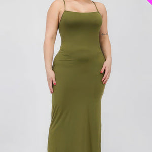 Plus Size Crisscross Back Split Thigh Maxi Dress