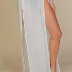 High Split Mesh Sheer Maxi Skirt