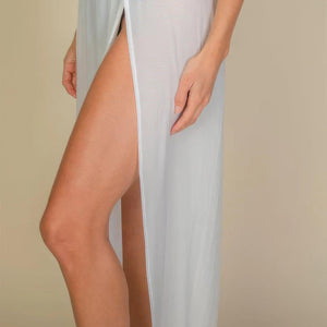 High Split Mesh Sheer Maxi Skirt