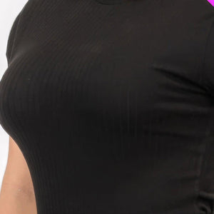 Plus Size Ribbed Short Sleeve Bodysuit