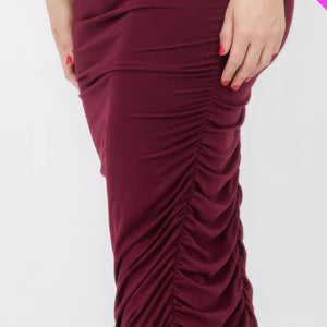 Plus Size Square Neck Ruched Bodycon Midi Dress