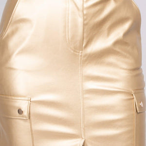 Faux Leather High-rise Cargo Skirt