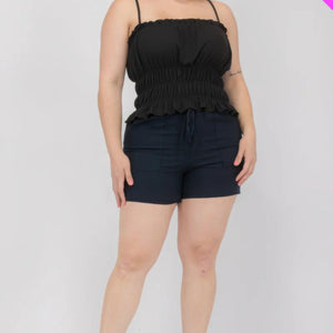 Plus Size Tiered Shirred Body Crop Top