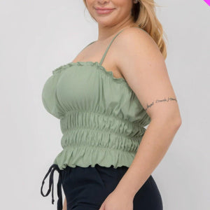 Plus Size Tiered Shirred Body Crop Top