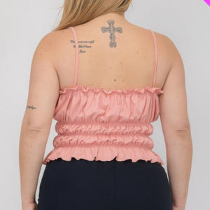 Plus Size Tiered Shirred Body Crop Top