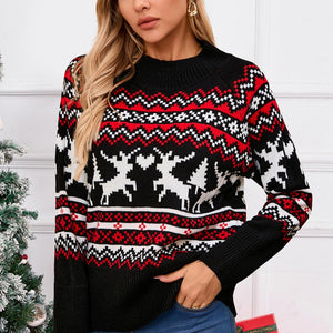 Angel Wings Reindeer Round Neck Long Sleeve Sweater