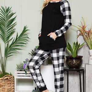 Celeste Plaid Long Sleeve T-Shirt with Pockets