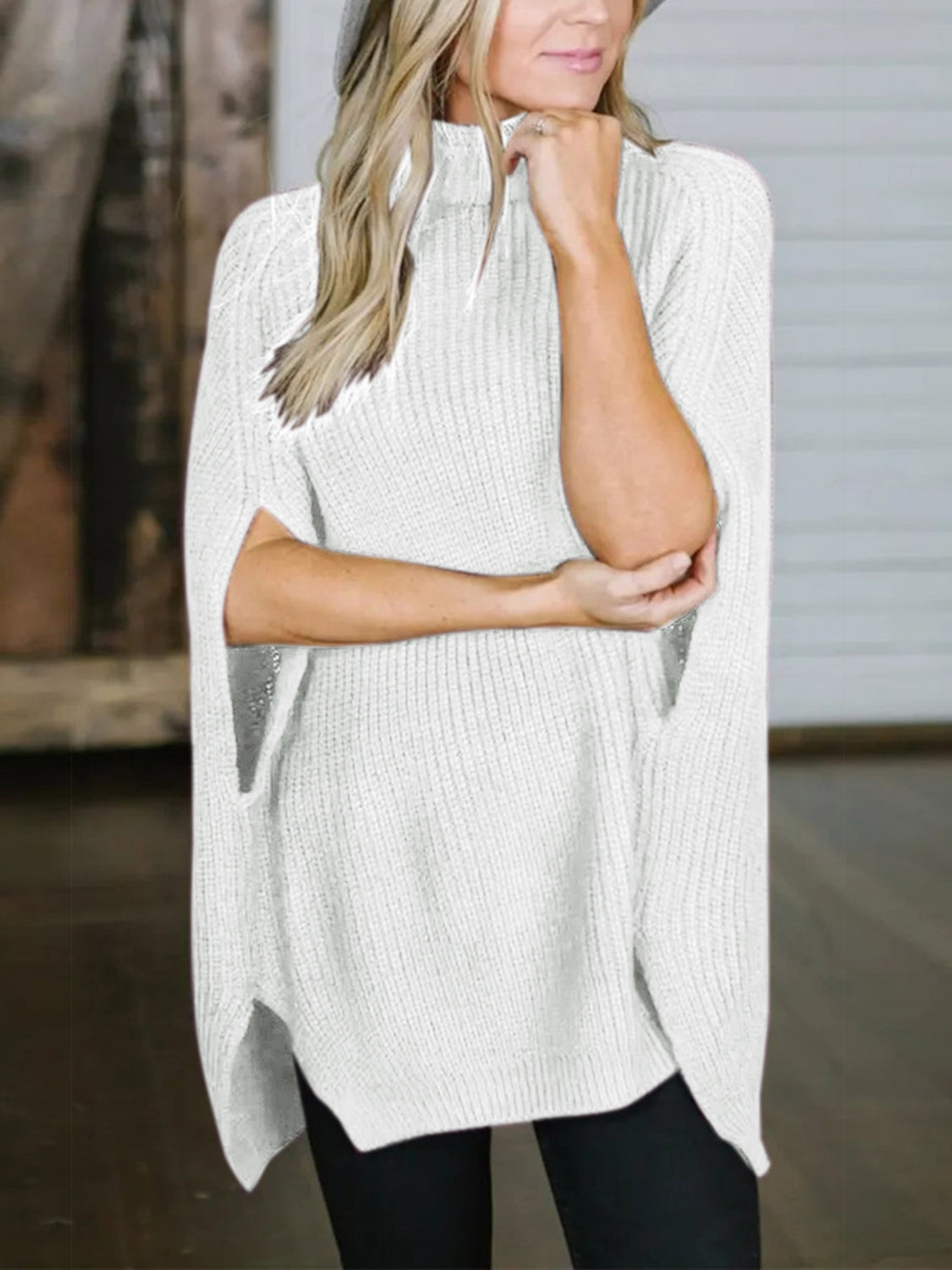 Turtleneck Slit Sweater