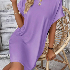 Round Neck Short Sleeve Mini Dress