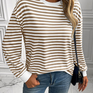 Ivy Lane Striped Round Neck Long Sleeve Sweatshirt