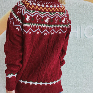 Cable-Knit Mock Neck Long Sleeve Sweater