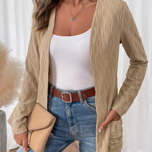 Open Front Long Sleeve Cardigan with Pockets