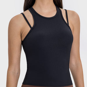 Millennia Cutout Round Neck Racerback Active Tank