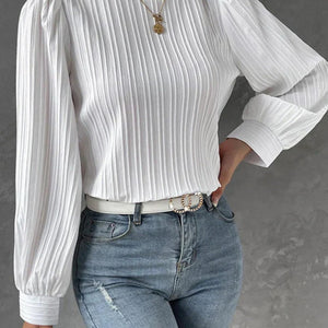 Round Neck Long Sleeve Blouse