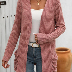 Mandy Open Front Long Sleeve Ribbed Cardigan