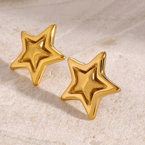 Stainless Steel Star Stud Earrings