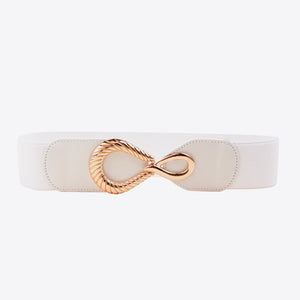 Ribbed Alloy Buckle Elastic Belt