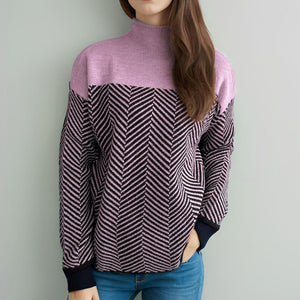 Contrast Turtleneck Long Sleeve Sweater