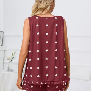 Heart Scoop Neck Tank and Shorts Lounge Set