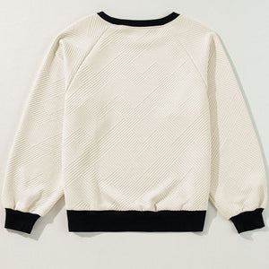 Texture Contrast Long Sleeve Sweatshirt