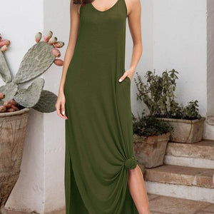 Slit Scoop Neck Sleeveless Dress