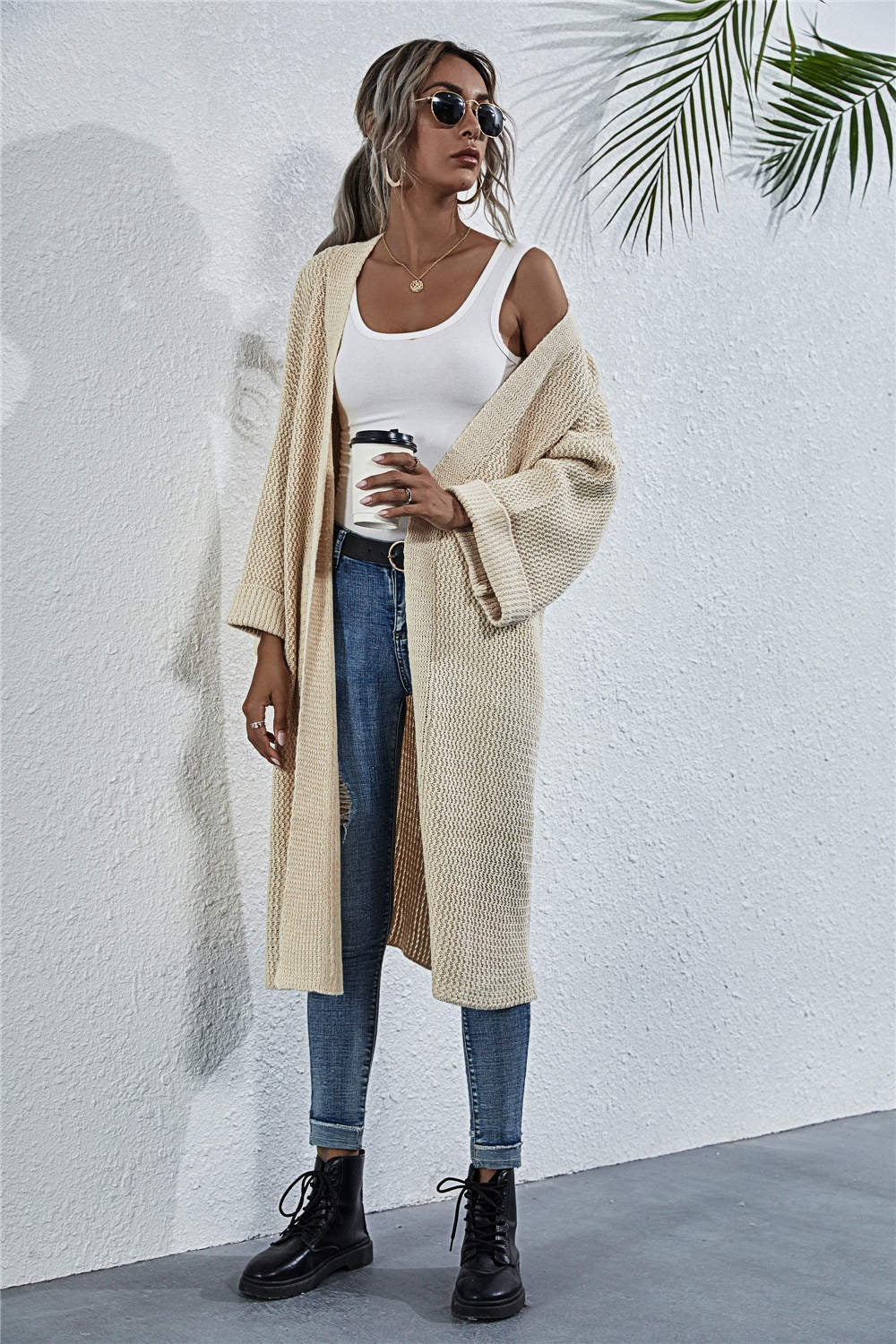 Open Front Long Sleeve Cardigan