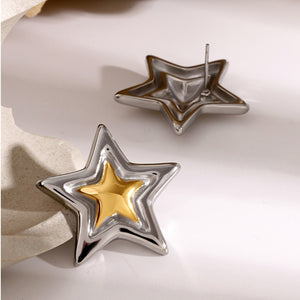 Stainless Steel Star Stud Earrings