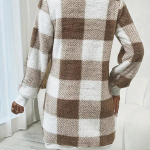 Plaid V-Neck Long Sleeve Dress