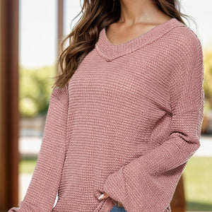 Dropped Shoulder Long Sleeve Knit Top