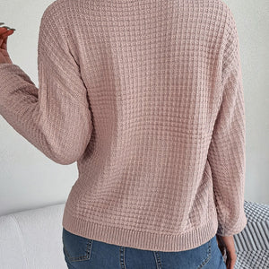 Cable-Knit Round Neck Long Sleeve Sweater