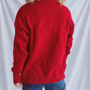 Contrast Star Round Neck Long Sleeve Sweater