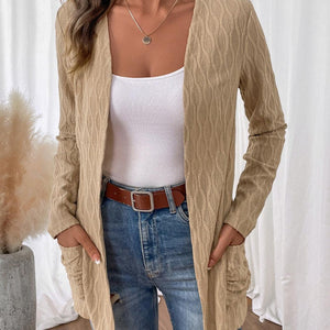 Open Front Long Sleeve Cardigan with Pockets