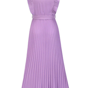 Tied Surplice Cap Sleeve Pleated Dress