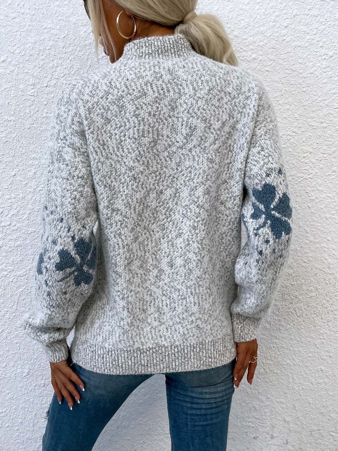 Four Leaf Clover Mock Neck Sweater