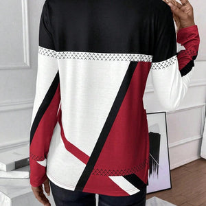 Contrast Round Neck Long Sleeve T-Shirt