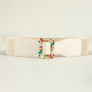 Multicolored Leaf Buckle Elastic Belt