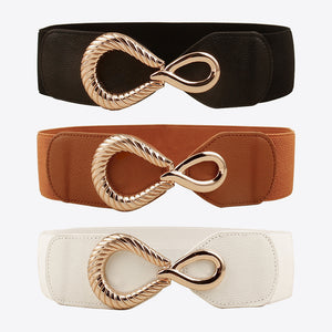 Ribbed Alloy Buckle Elastic Belt