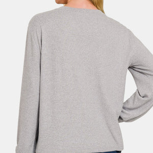 Zenana Hacci Round Neck Long Sleeve T-Shirt