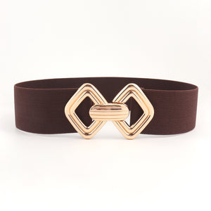 Geometric Buckle Elastic Wide Belt