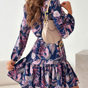 Ruffle Hem Floral Long Sleeve Dress