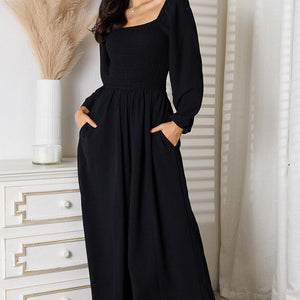 Double Take Square Neck Jumpsuit with Pockets