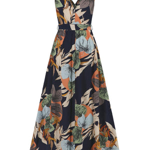 Slit Tied Printed Surplice Dress