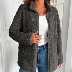 Ivy Lane Zip Up Long Sleeve Fuzzy Jacket