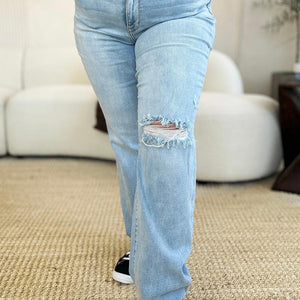 Judy Blue Full Size High Waist Distressed Straight Jeans