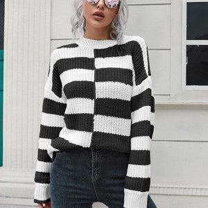 Two-Tone Dropped Shoulder Sweater