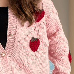 Strawberry Button Down Long Sleeve Cardigan