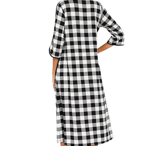 Round Neck Three-Quarter Sleeve Midi Night Dress